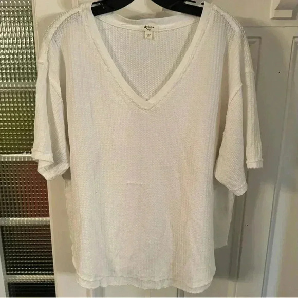 Dylan by True Grit White Waffle Short Sleeve Women T Shirts Size L - Picture 1 of 7